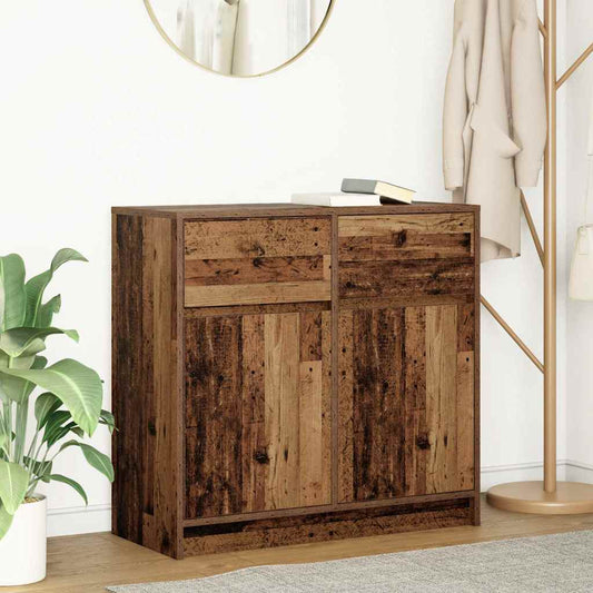 Dressoir met lade 80x34x76 cm spaanplaat oud hout is nu te koop bij PeponiXL, paradijselijk wonen!