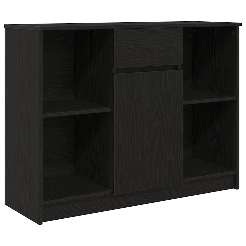 Dressoir met lade 101x35x76 cm spaanplaat zwart eikenkleurig is nu te koop bij PeponiXL, paradijselijk wonen!