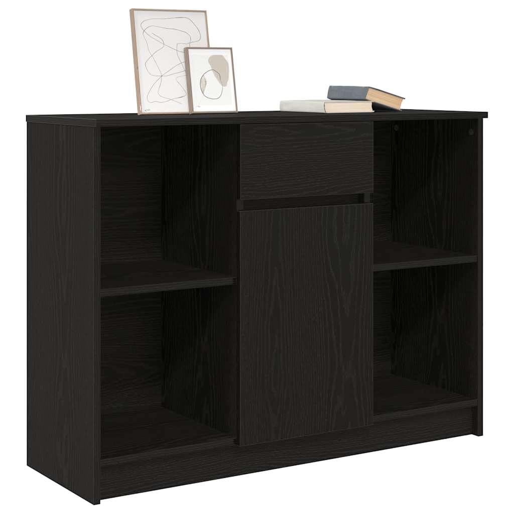 Dressoir met lade 101x35x76 cm spaanplaat zwart eikenkleurig is nu te koop bij PeponiXL, paradijselijk wonen!