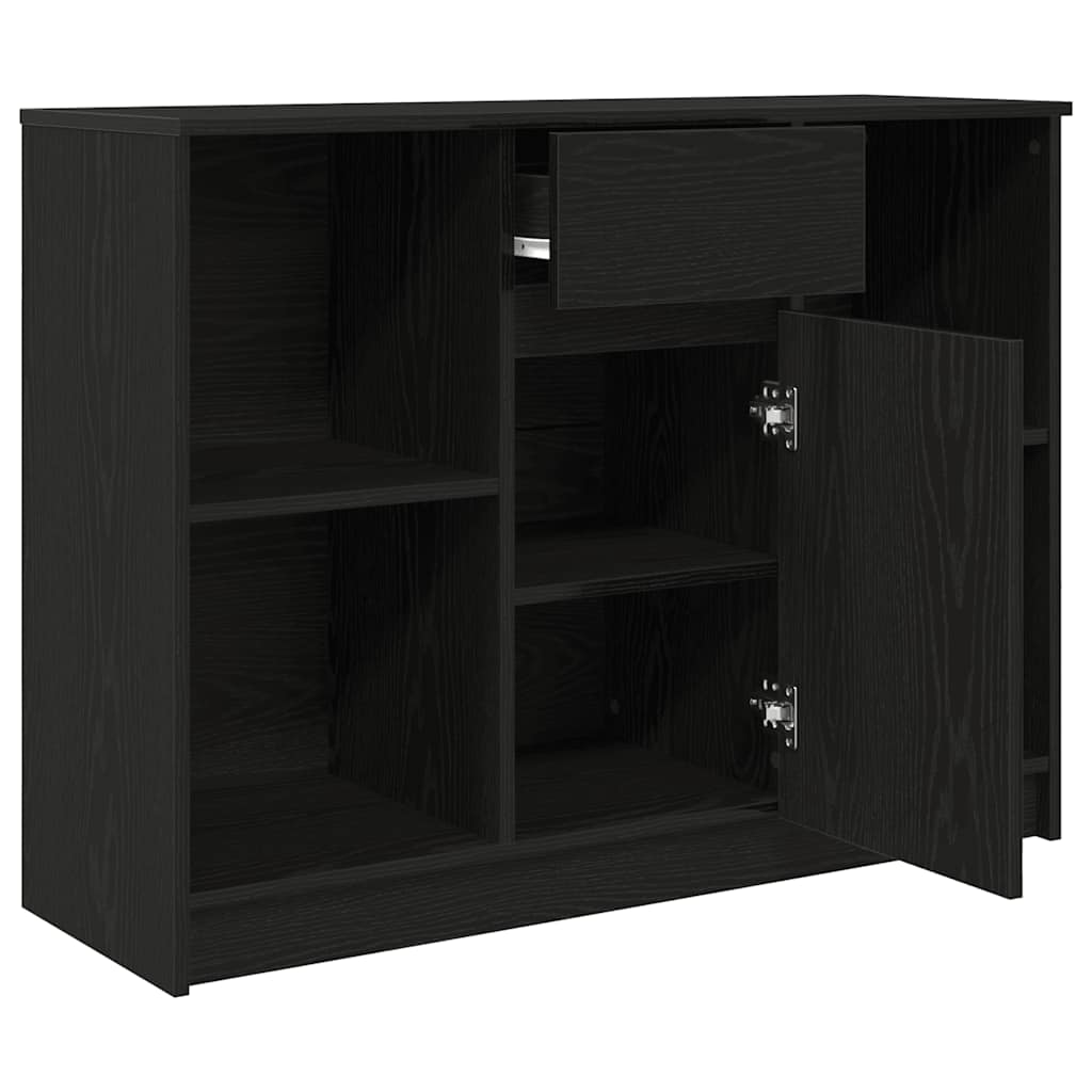 Dressoir met lade 101x35x76 cm spaanplaat zwart eikenkleurig is nu te koop bij PeponiXL, paradijselijk wonen!