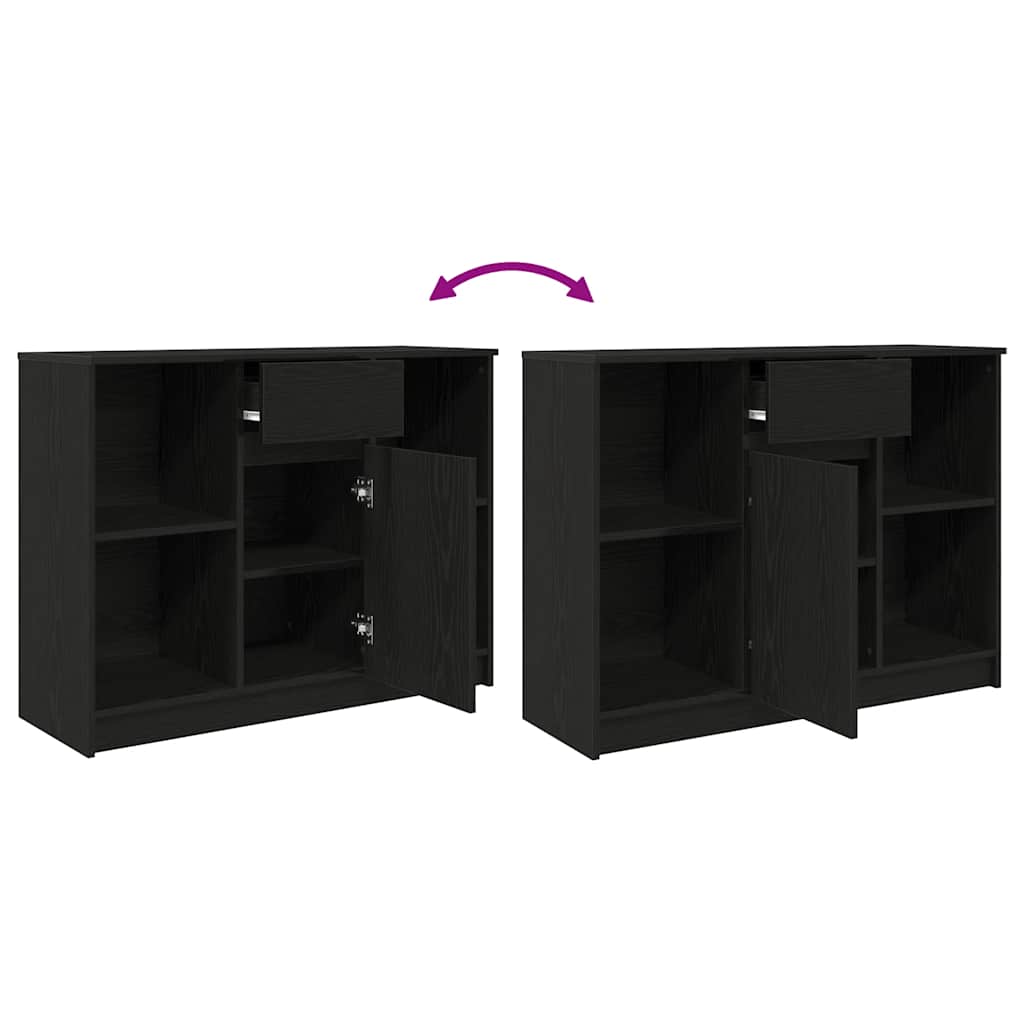 Dressoir met lade 101x35x76 cm spaanplaat zwart eikenkleurig is nu te koop bij PeponiXL, paradijselijk wonen!