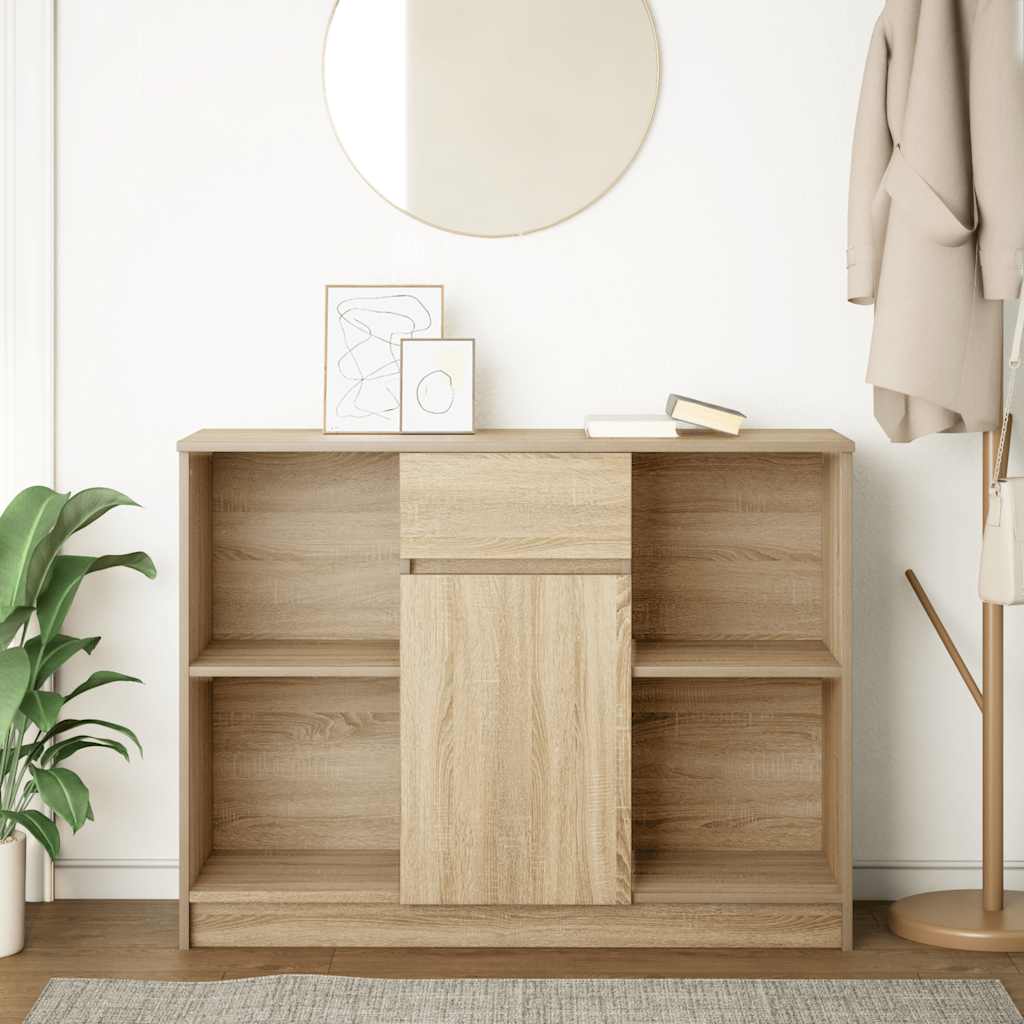 Dressoir met lade 101x35x76 cm spaanplaat sonoma eikenkleurig is nu te koop bij PeponiXL, paradijselijk wonen!