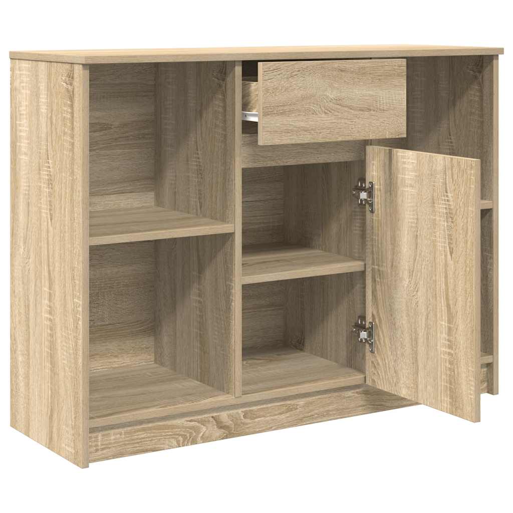 Dressoir met lade 101x35x76 cm spaanplaat sonoma eikenkleurig is nu te koop bij PeponiXL, paradijselijk wonen!