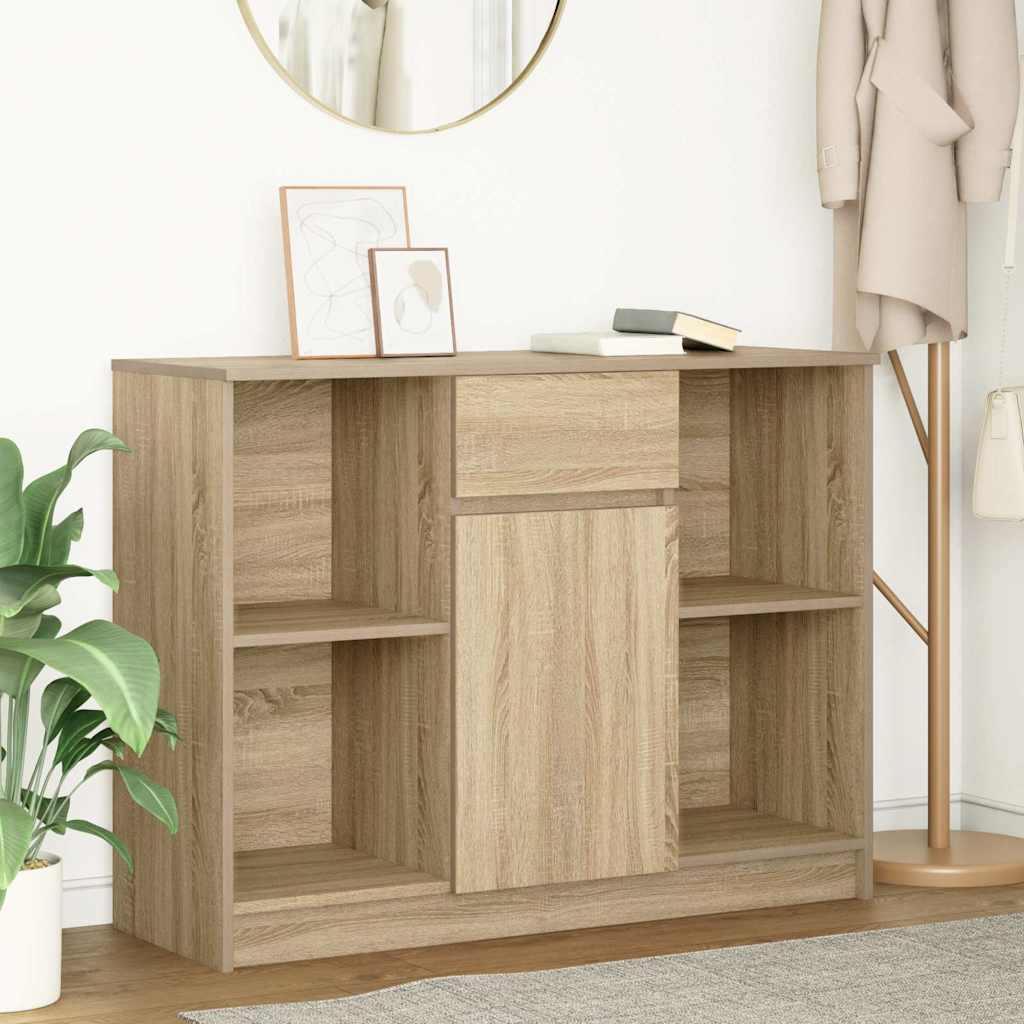 Dressoir met lade 101x35x76 cm spaanplaat sonoma eikenkleurig is nu te koop bij PeponiXL, paradijselijk wonen!