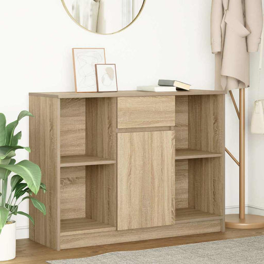 Dressoir met lade 101x35x76 cm spaanplaat sonoma eikenkleurig is nu te koop bij PeponiXL, paradijselijk wonen!