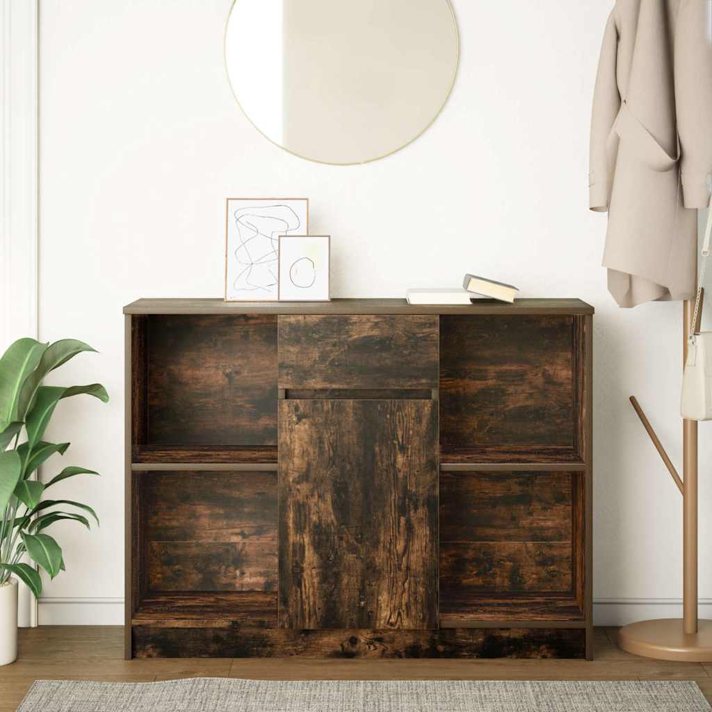 Dressoir met lade 101x35x76 cm spaanplaat gerookt eikenkleurig is nu te koop bij PeponiXL, paradijselijk wonen!