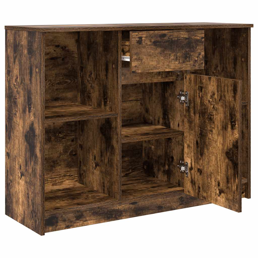 Dressoir met lade 101x35x76 cm spaanplaat gerookt eikenkleurig is nu te koop bij PeponiXL, paradijselijk wonen!