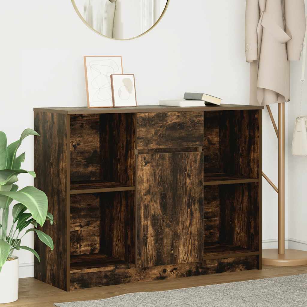 Dressoir met lade 101x35x76 cm spaanplaat gerookt eikenkleurig is nu te koop bij PeponiXL, paradijselijk wonen!