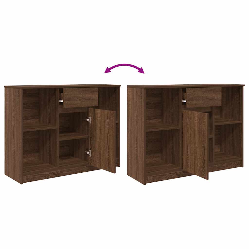 Dressoir met lade 101x35x76 cm spaanplaat bruin eikenkleurig is nu te koop bij PeponiXL, paradijselijk wonen!