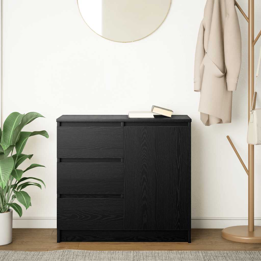 Dressoir met lade 71x35x65 cm spaanplaat zwart eikenkleurig is nu te koop bij PeponiXL, paradijselijk wonen!