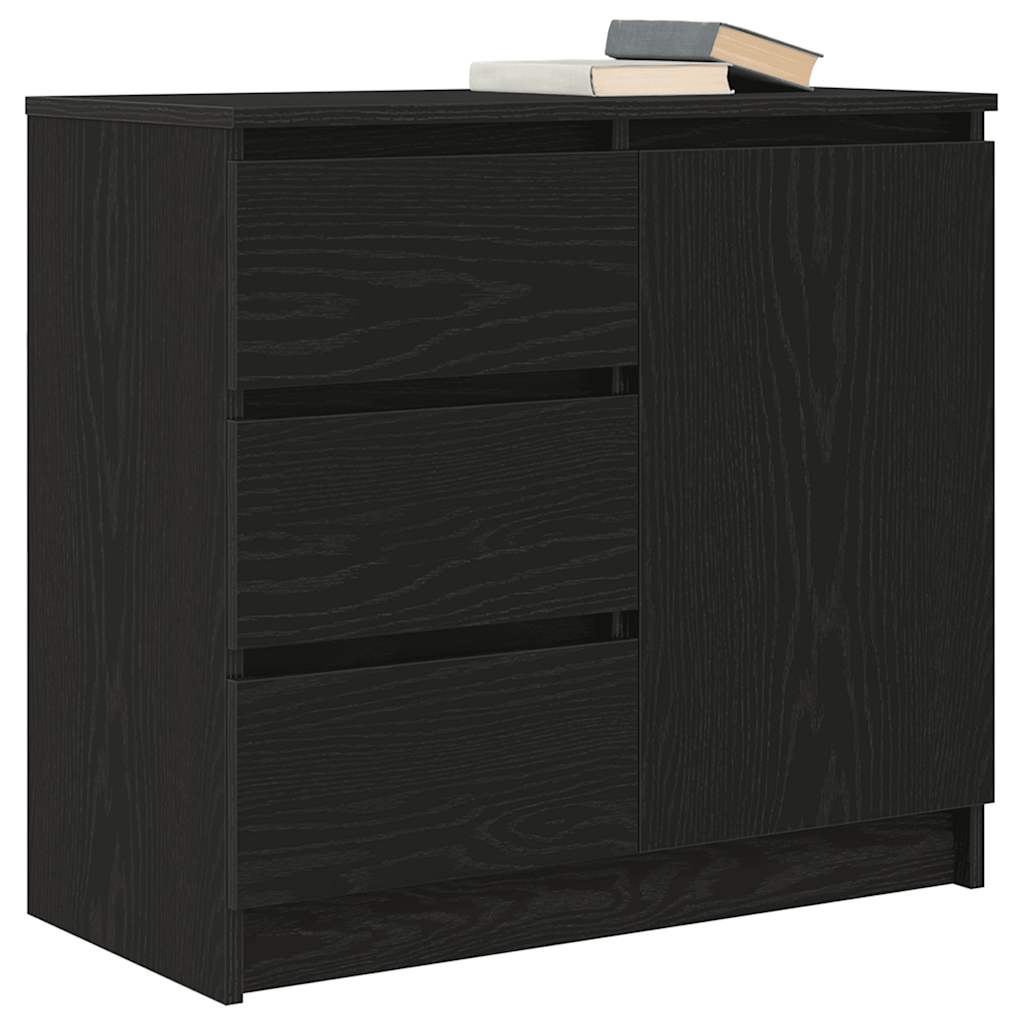 Dressoir met lade 71x35x65 cm spaanplaat zwart eikenkleurig is nu te koop bij PeponiXL, paradijselijk wonen!