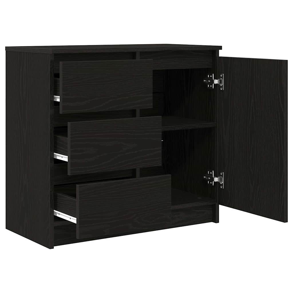 Dressoir met lade 71x35x65 cm spaanplaat zwart eikenkleurig is nu te koop bij PeponiXL, paradijselijk wonen!