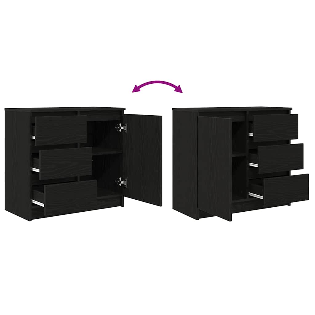 Dressoir met lade 71x35x65 cm spaanplaat zwart eikenkleurig is nu te koop bij PeponiXL, paradijselijk wonen!