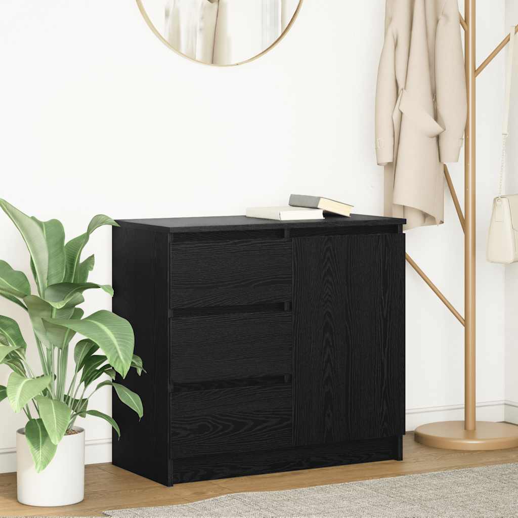 Dressoir met lade 71x35x65 cm spaanplaat zwart eikenkleurig is nu te koop bij PeponiXL, paradijselijk wonen!