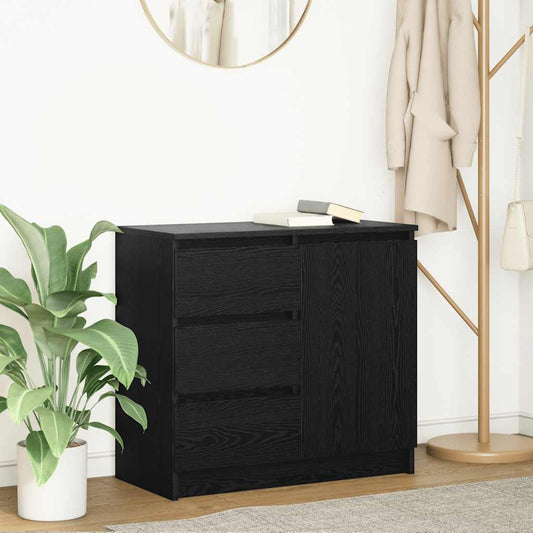 Dressoir met lade 71x35x65 cm spaanplaat zwart eikenkleurig is nu te koop bij PeponiXL, paradijselijk wonen!