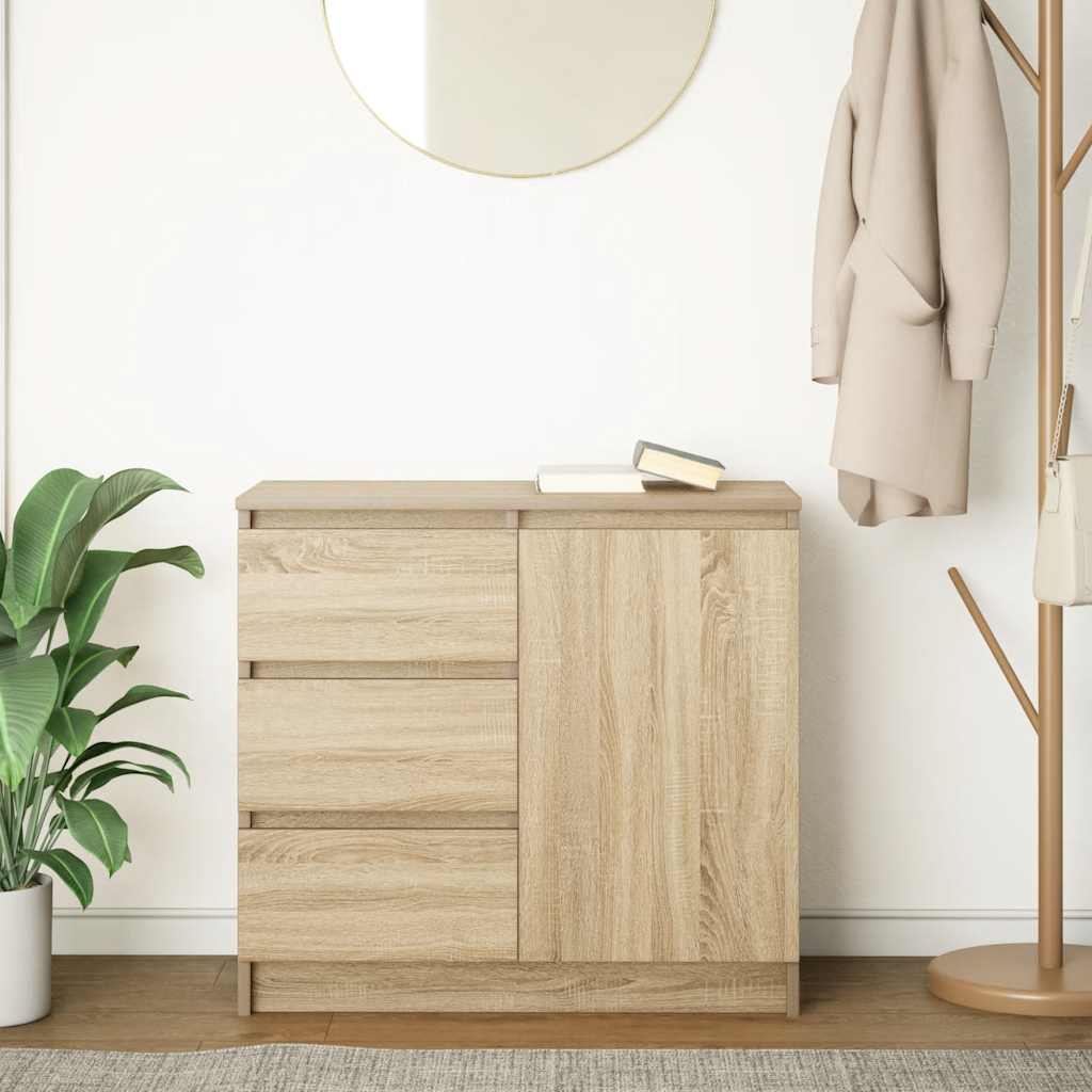 Dressoir met lade 71x35x65 cm spaanplaat sonoma eikenkleurig is nu te koop bij PeponiXL, paradijselijk wonen!