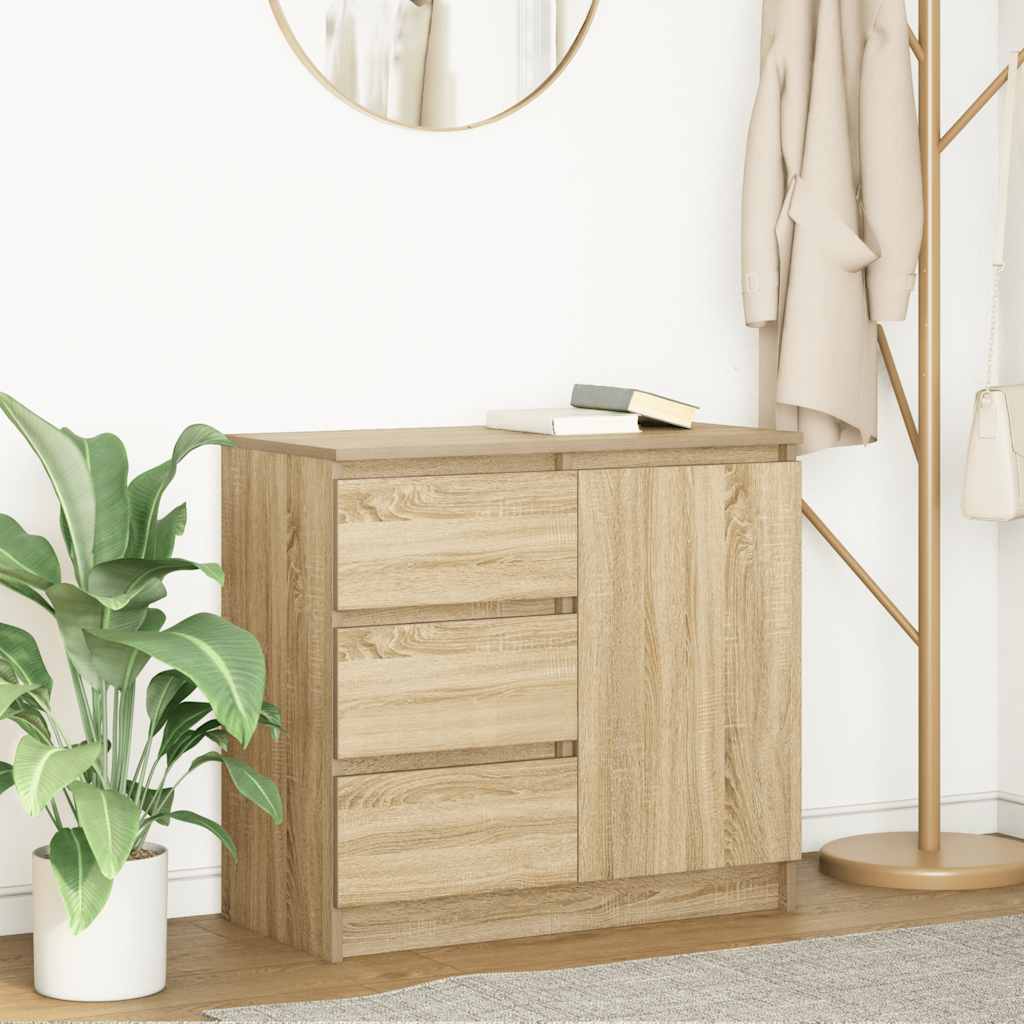 Dressoir met lade 71x35x65 cm spaanplaat sonoma eikenkleurig is nu te koop bij PeponiXL, paradijselijk wonen!