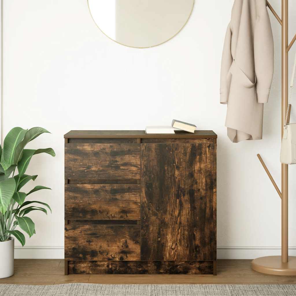 Dressoir met lade 71x35x65 cm spaanplaat gerookt eikenkleurig is nu te koop bij PeponiXL, paradijselijk wonen!