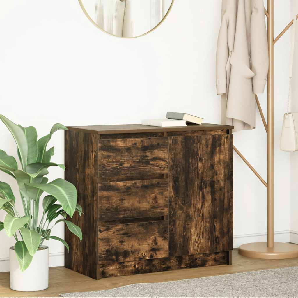 Dressoir met lade 71x35x65 cm spaanplaat gerookt eikenkleurig is nu te koop bij PeponiXL, paradijselijk wonen!