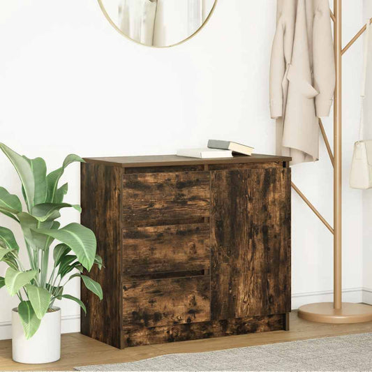 Dressoir met lade 71x35x65 cm spaanplaat gerookt eikenkleurig is nu te koop bij PeponiXL, paradijselijk wonen!