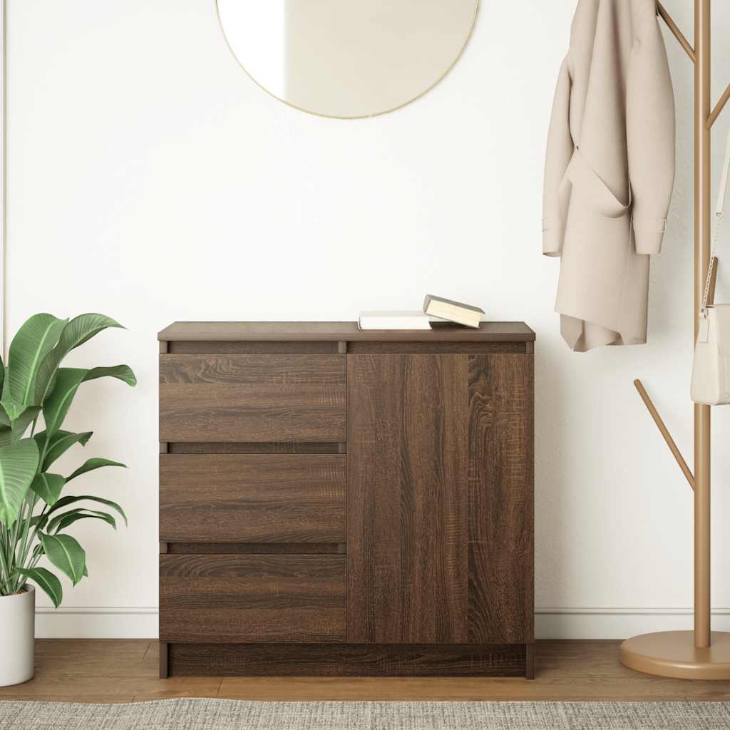 Dressoir met lade 71x35x65 cm spaanplaat bruin eikenkleurig is nu te koop bij PeponiXL, paradijselijk wonen!