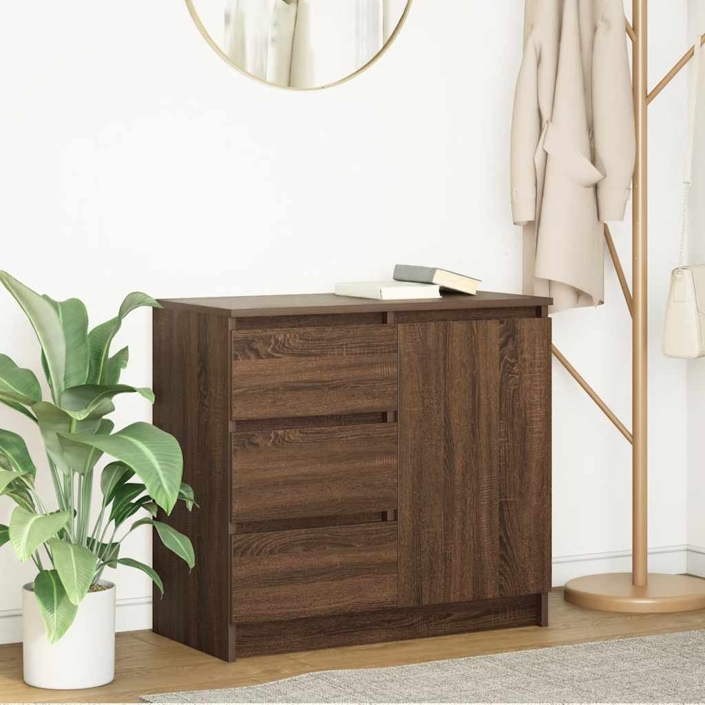 Dressoir met lade 71x35x65 cm spaanplaat bruin eikenkleurig is nu te koop bij PeponiXL, paradijselijk wonen!