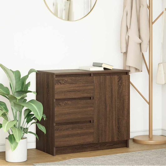 Dressoir met lade 71x35x65 cm spaanplaat bruin eikenkleurig is nu te koop bij PeponiXL, paradijselijk wonen!