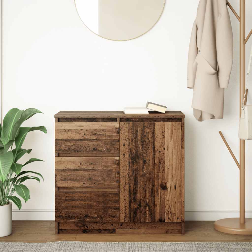Dressoir met lade 71x35x65 cm spaanplaat oud hout is nu te koop bij PeponiXL, paradijselijk wonen!