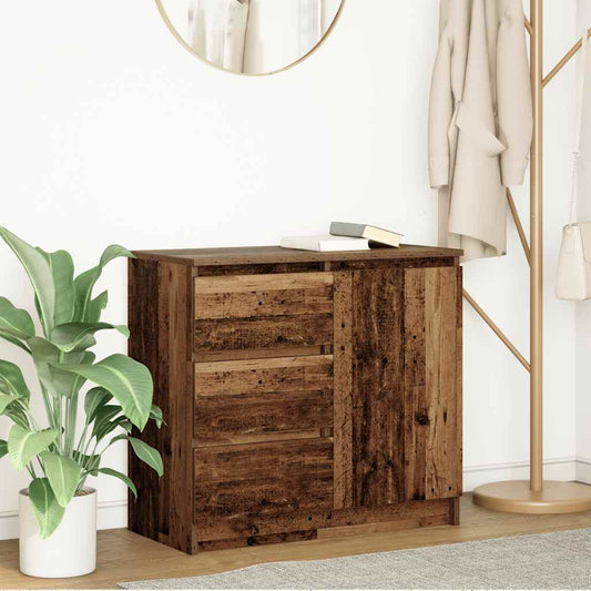 Dressoir met lade 71x35x65 cm spaanplaat oud hout is nu te koop bij PeponiXL, paradijselijk wonen!
