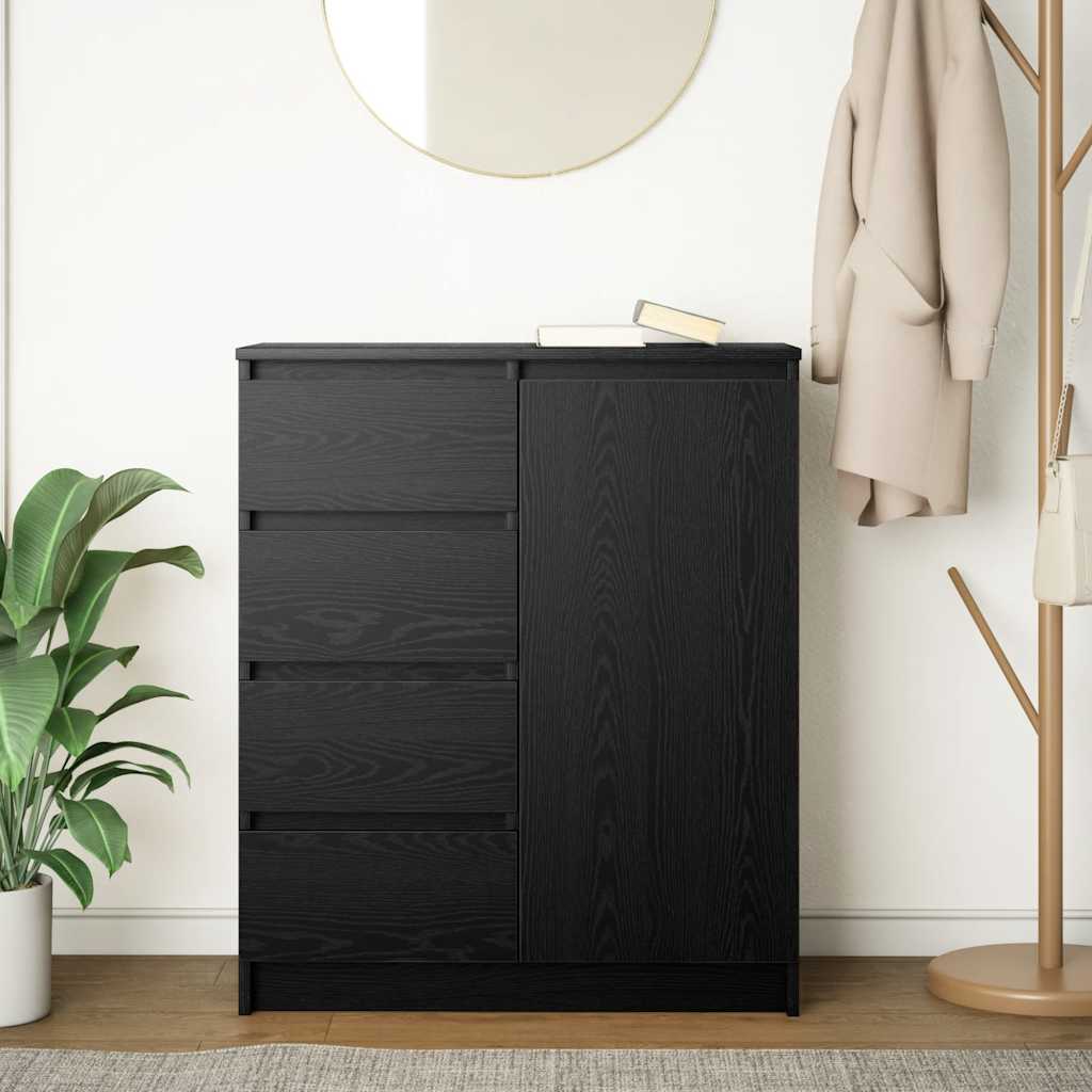 Dressoir met lades 71x35x84 cm spaanplaat zwart eikenkleurig is nu te koop bij PeponiXL, paradijselijk wonen!