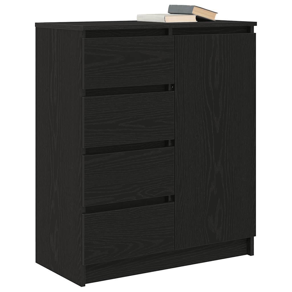 Dressoir met lades 71x35x84 cm spaanplaat zwart eikenkleurig is nu te koop bij PeponiXL, paradijselijk wonen!