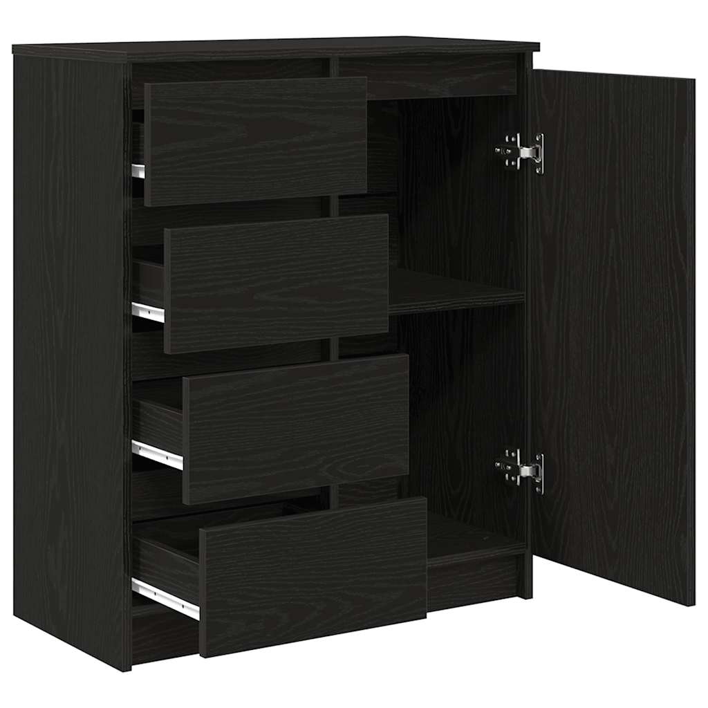 Dressoir met lades 71x35x84 cm spaanplaat zwart eikenkleurig is nu te koop bij PeponiXL, paradijselijk wonen!