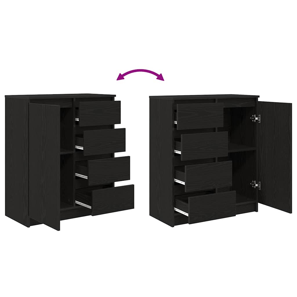 Dressoir met lades 71x35x84 cm spaanplaat zwart eikenkleurig is nu te koop bij PeponiXL, paradijselijk wonen!