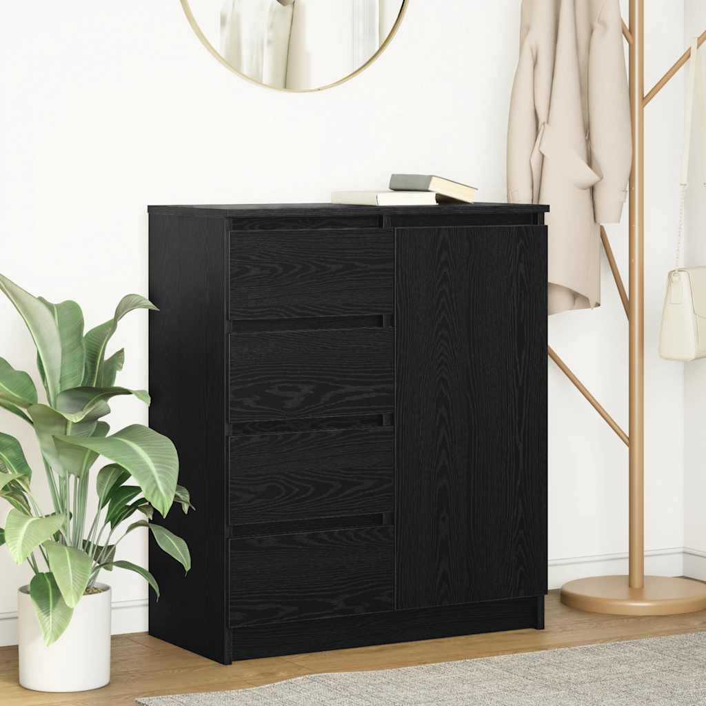 Dressoir met lades 71x35x84 cm spaanplaat zwart eikenkleurig is nu te koop bij PeponiXL, paradijselijk wonen!