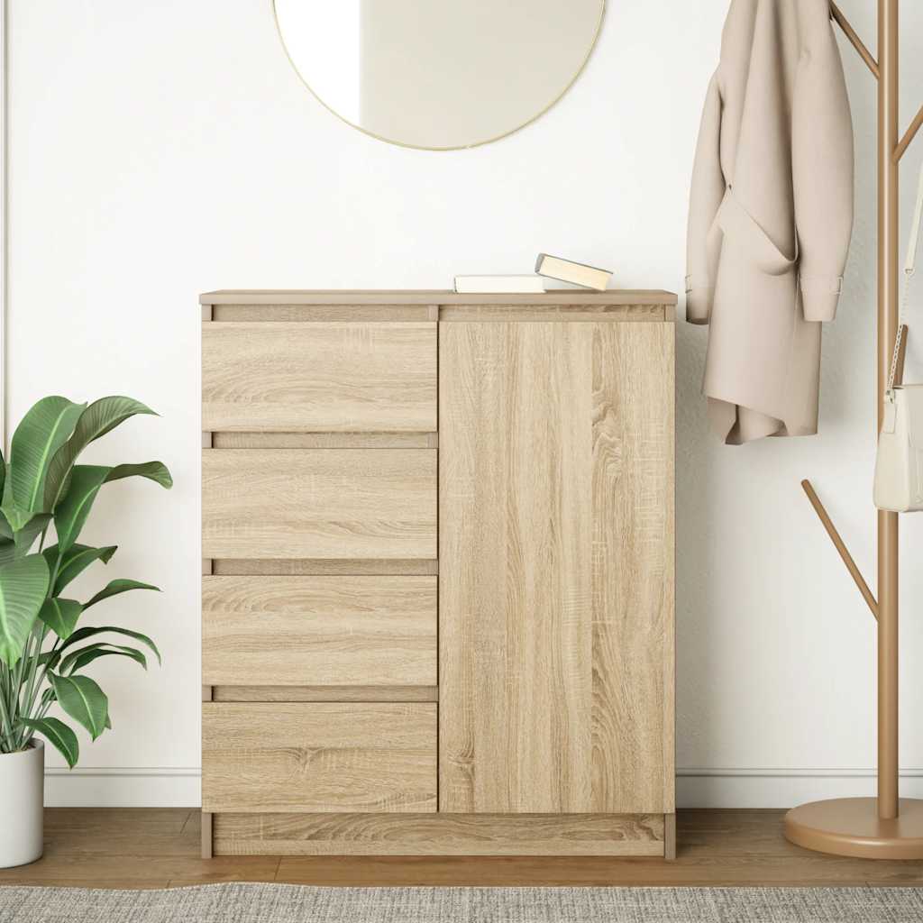 Dressoir met lades 71x35x84 cm spaanplaat sonoma eikenkleurig is nu te koop bij PeponiXL, paradijselijk wonen!