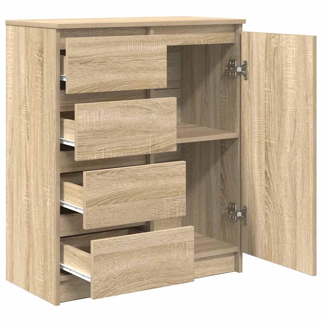 Dressoir met lades 71x35x84 cm spaanplaat sonoma eikenkleurig is nu te koop bij PeponiXL, paradijselijk wonen!