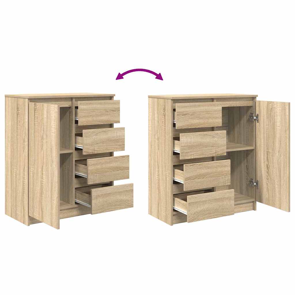 Dressoir met lades 71x35x84 cm spaanplaat sonoma eikenkleurig is nu te koop bij PeponiXL, paradijselijk wonen!