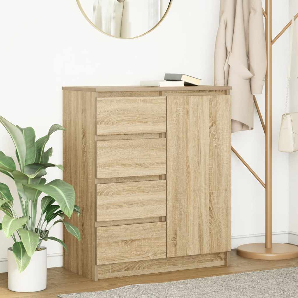 Dressoir met lades 71x35x84 cm spaanplaat sonoma eikenkleurig is nu te koop bij PeponiXL, paradijselijk wonen!
