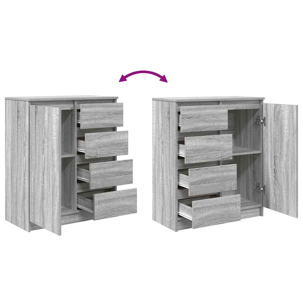 Dressoir met lades 71x35x84 cm spaanplaat grijs Sonoma is nu te koop bij PeponiXL, paradijselijk wonen!