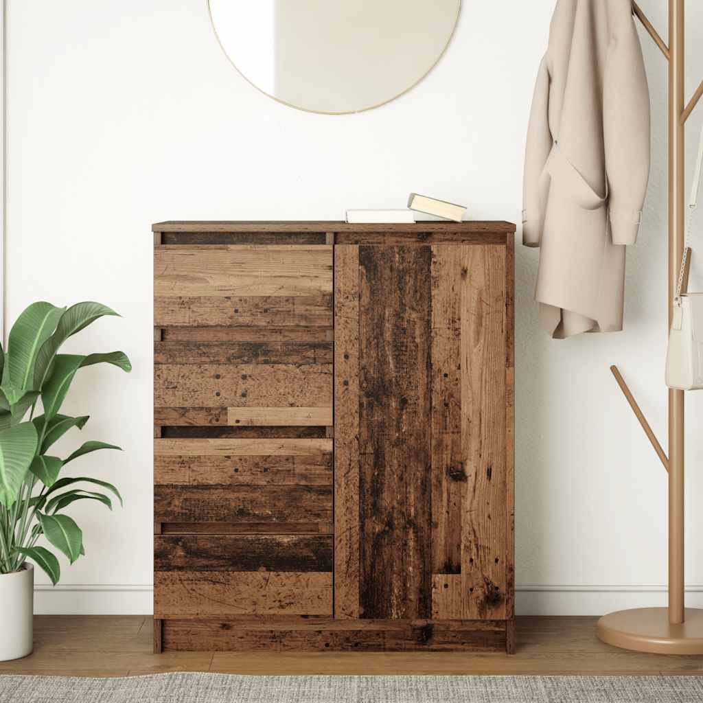 Dressoir met lades 71x35x84 cm spaanplaat hout oud hout is nu te koop bij PeponiXL, paradijselijk wonen!