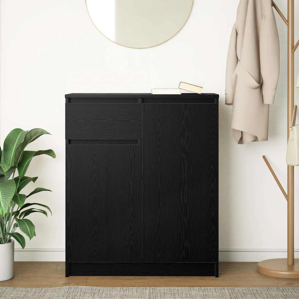 Dressoir met lade 71x35x84 cm spaanplaat zwart eikenkleurig is nu te koop bij PeponiXL, paradijselijk wonen!