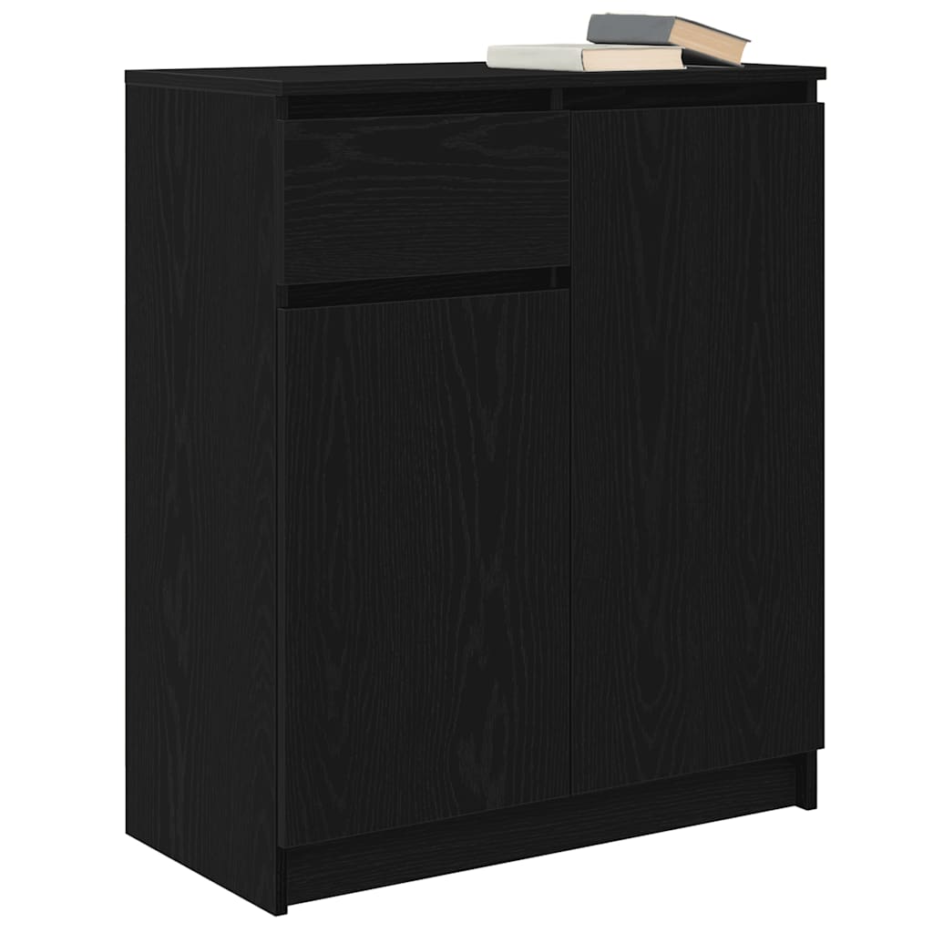 Dressoir met lade 71x35x84 cm spaanplaat zwart eikenkleurig is nu te koop bij PeponiXL, paradijselijk wonen!