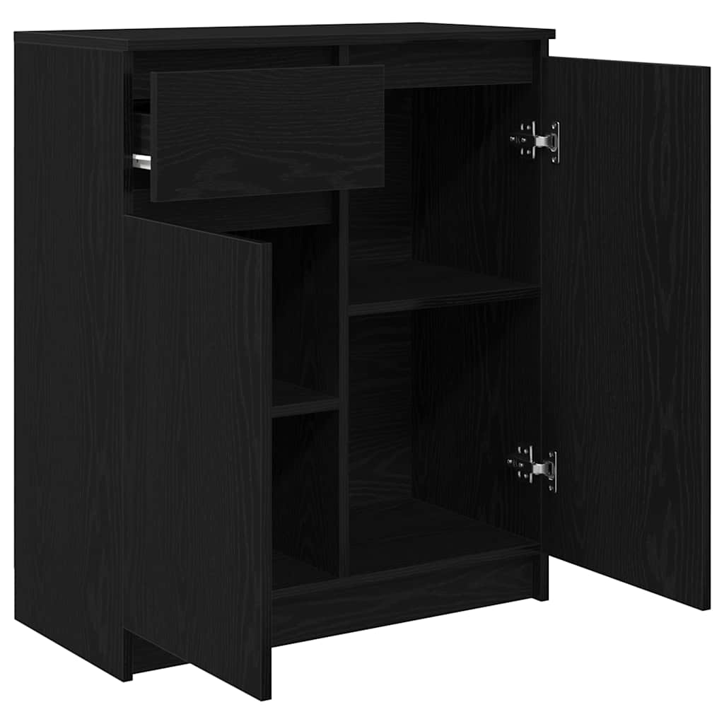 Dressoir met lade 71x35x84 cm spaanplaat zwart eikenkleurig is nu te koop bij PeponiXL, paradijselijk wonen!
