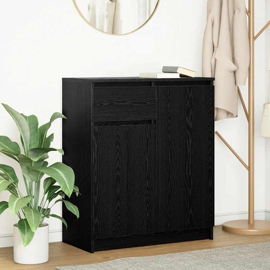 Dressoir met lade 71x35x84 cm spaanplaat zwart eikenkleurig is nu te koop bij PeponiXL, paradijselijk wonen!