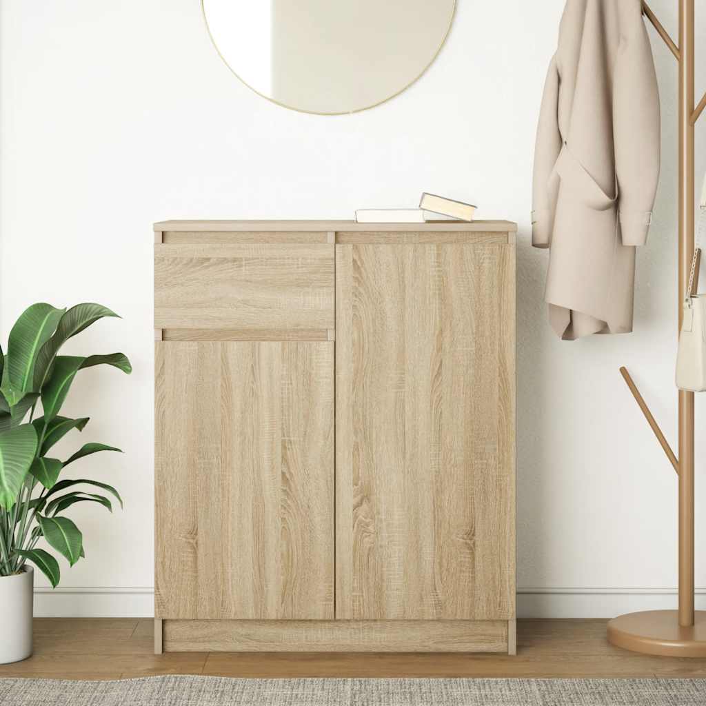 Dressoir met lade 71x35x84 cm spaanplaat sonoma eikenkleurig is nu te koop bij PeponiXL, paradijselijk wonen!