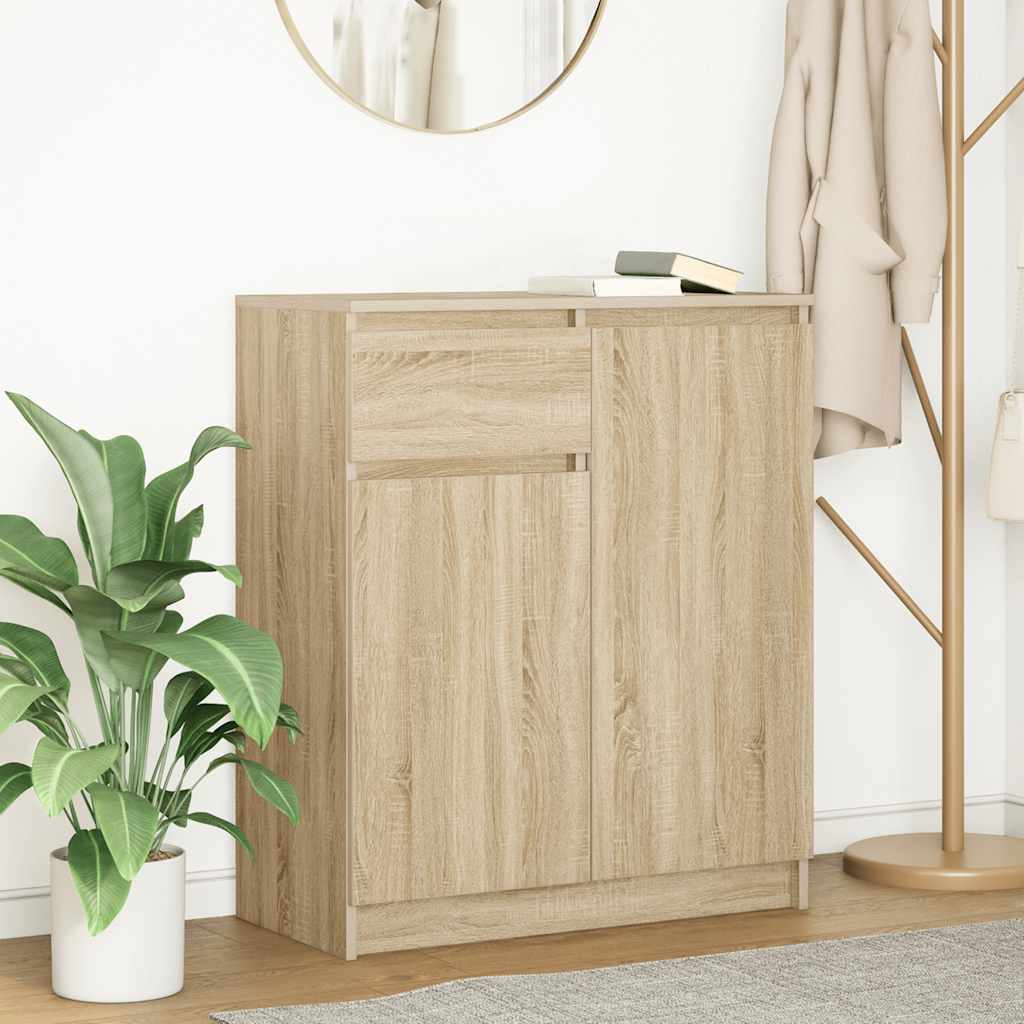 Dressoir met lade 71x35x84 cm spaanplaat sonoma eikenkleurig is nu te koop bij PeponiXL, paradijselijk wonen!