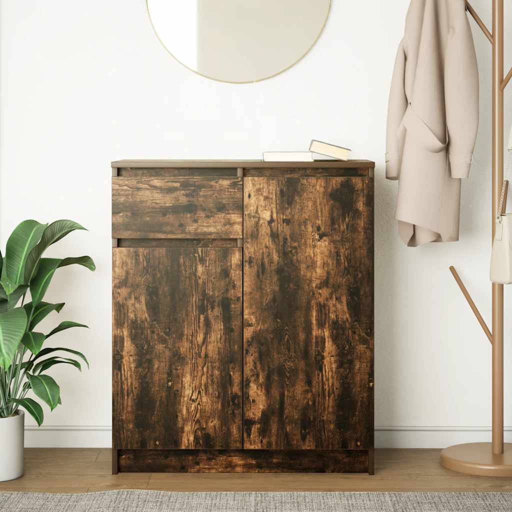 Dressoir met lade 71x35x84 cm spaanplaat gerookt eikenkleurig is nu te koop bij PeponiXL, paradijselijk wonen!