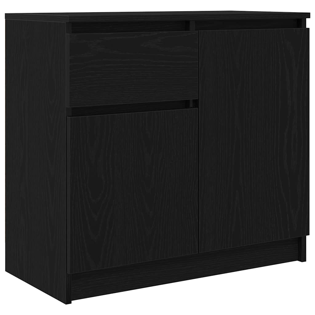 Dressoir met lade 71x35x65 cm spaanplaat zwart eikenkleurig is nu te koop bij PeponiXL, paradijselijk wonen!