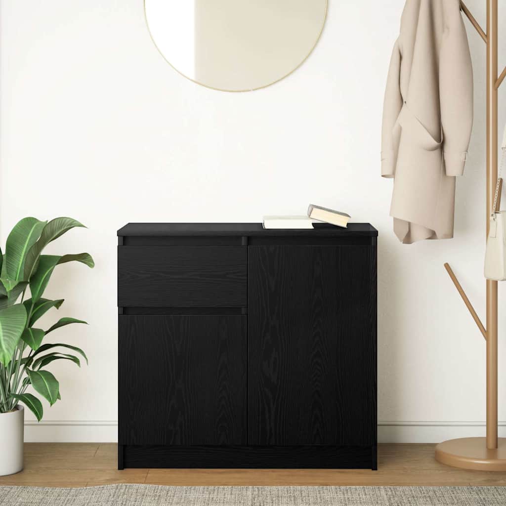 Dressoir met lade 71x35x65 cm spaanplaat zwart eikenkleurig is nu te koop bij PeponiXL, paradijselijk wonen!