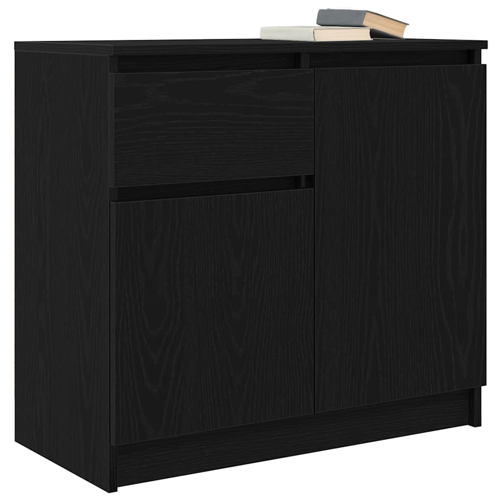 Dressoir met lade 71x35x65 cm spaanplaat zwart eikenkleurig is nu te koop bij PeponiXL, paradijselijk wonen!